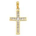 14K Yellow Gold Cross CZ Pendant