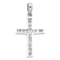 14K White Gold Cross CZ Pendant