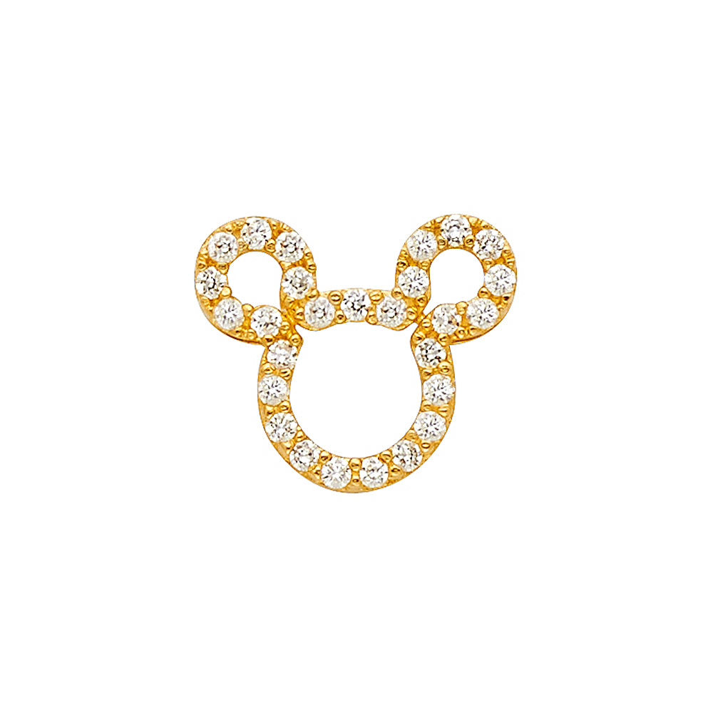 14K Yellow Gold Mouse CZ Pendant
