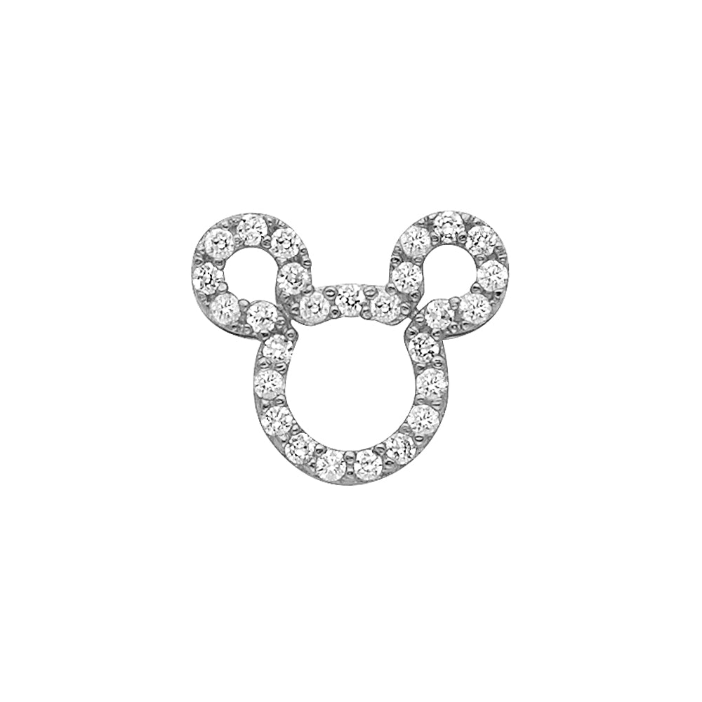 14K White Gold Mouse CZ Pendant