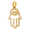 14K Yellow Gold Hamsa Hand CZ Pendant