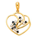 14K Two Tone Gold Heart CZ Pendant