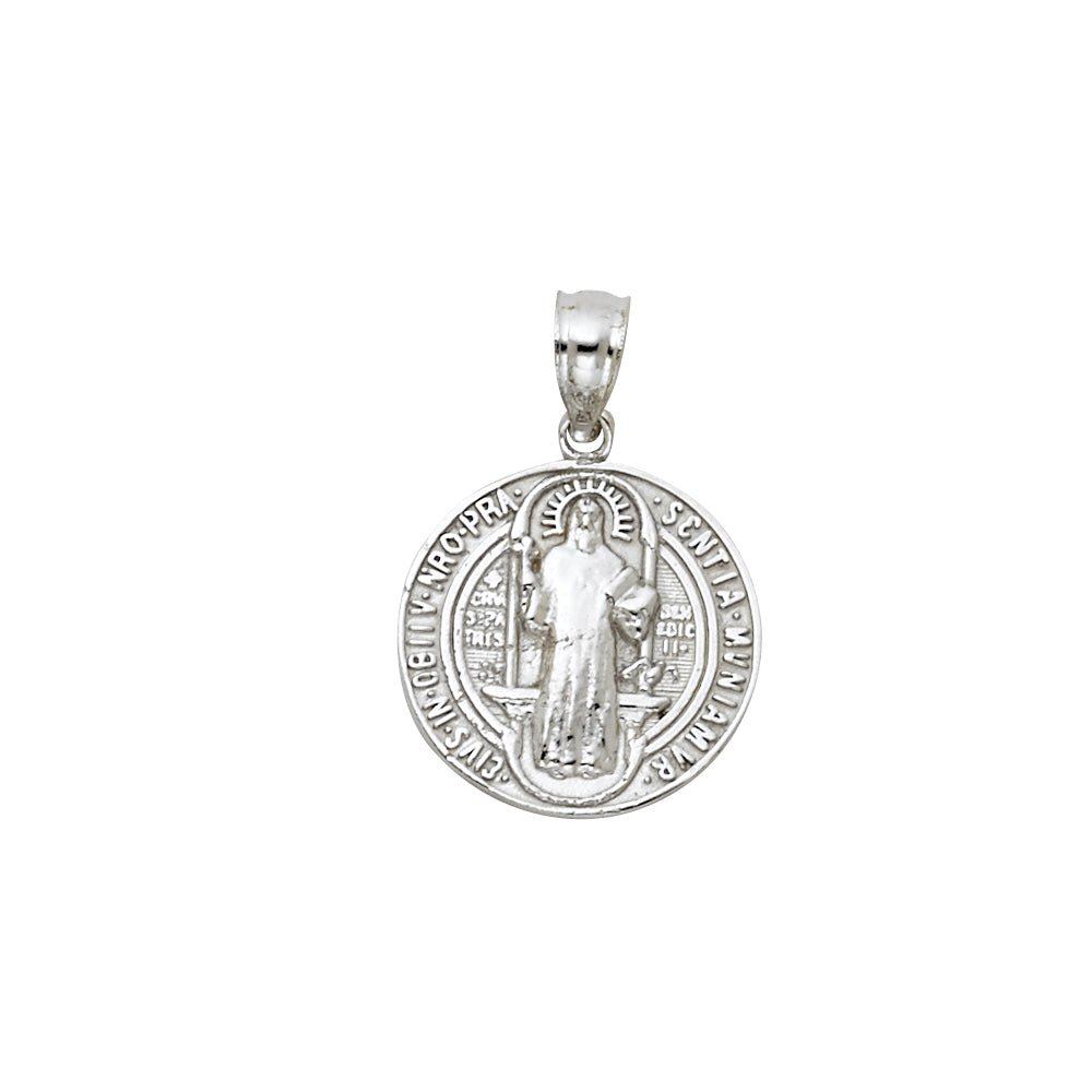 14K White Gold San Beniti Round Medal