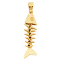 14K Yellow Gold Motion Fish Bone Pendant