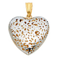 14K Two Tone Gold Flower Cut-Out Heart Pendt