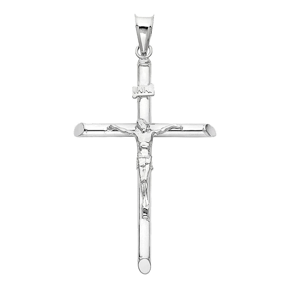 14K White Gold Crucifix Pendant