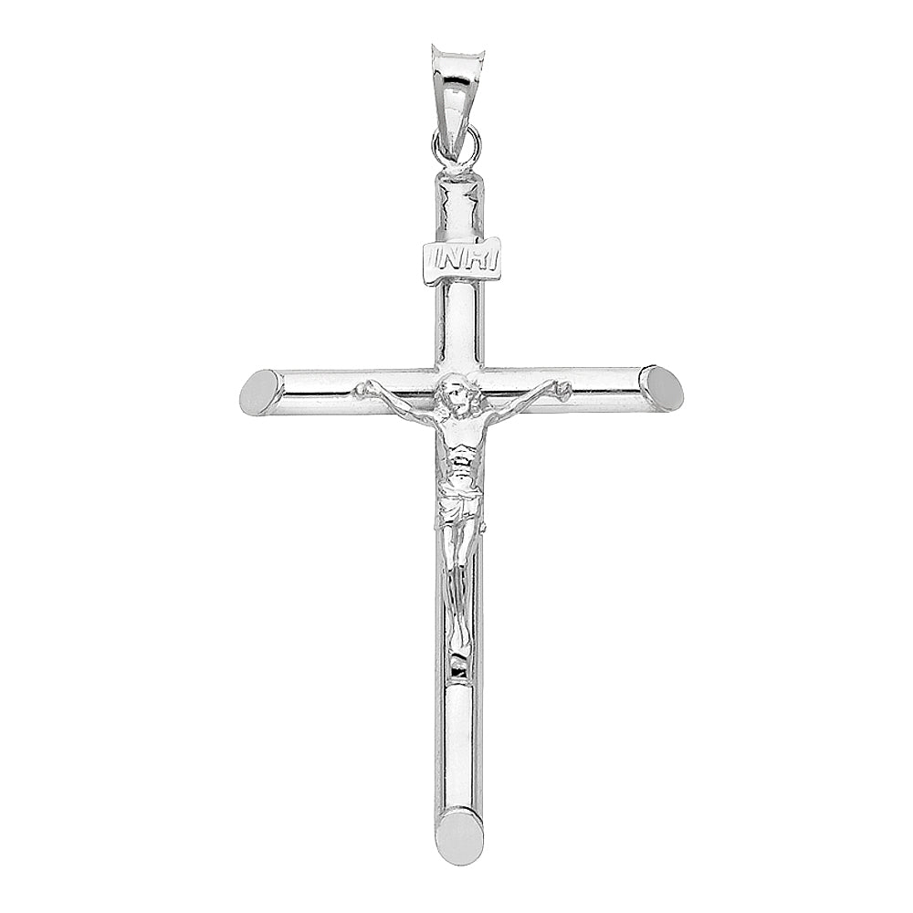 14K White Gold Crucifix Pendant