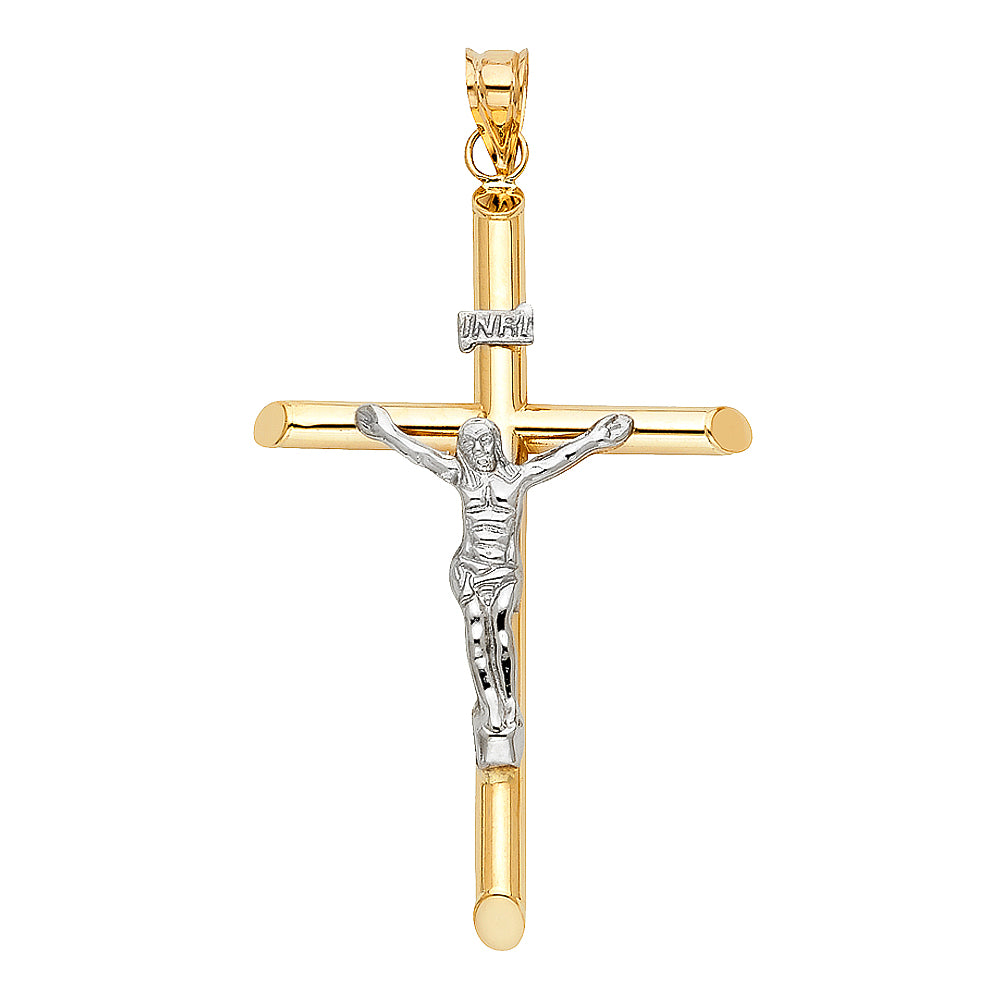 14K Two Tone Gold Crucifix Pendant