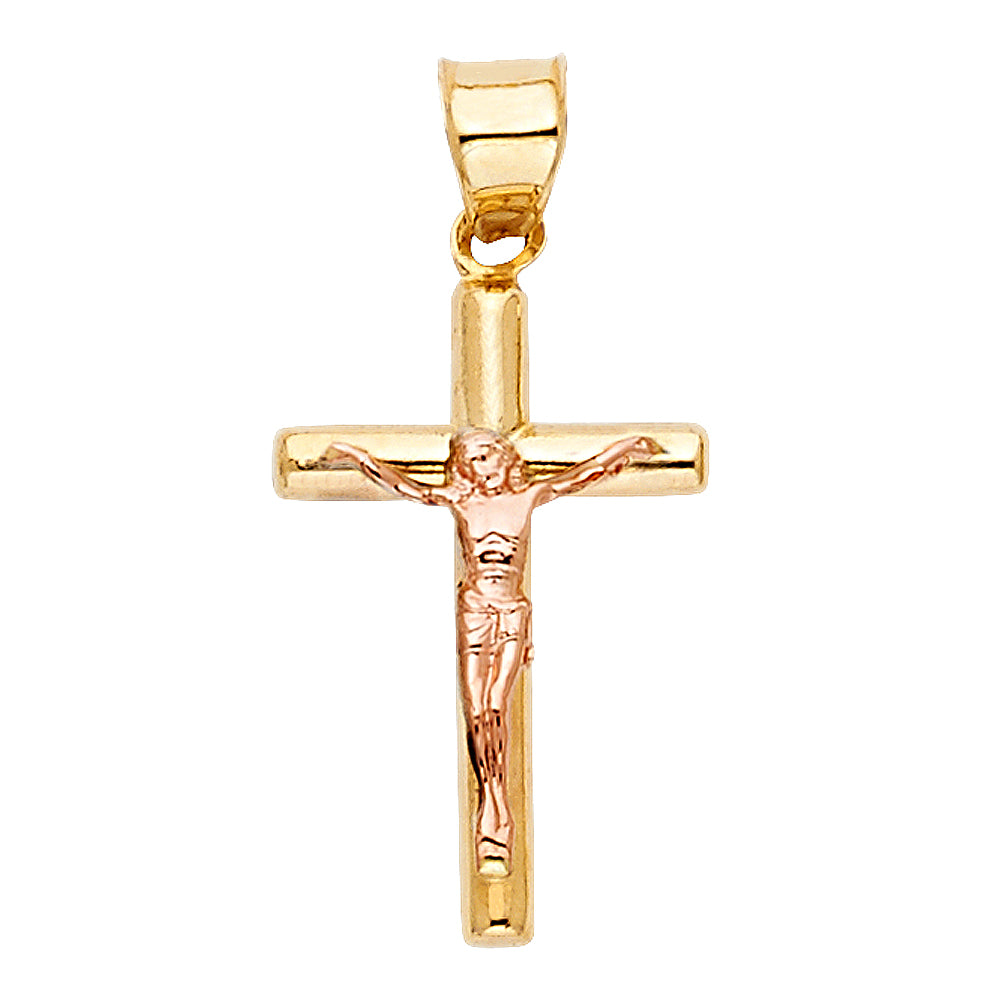 14K Two Tone Gold Crucifix Pendant