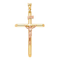 14K Two Tone Gold Crucifix Pendant