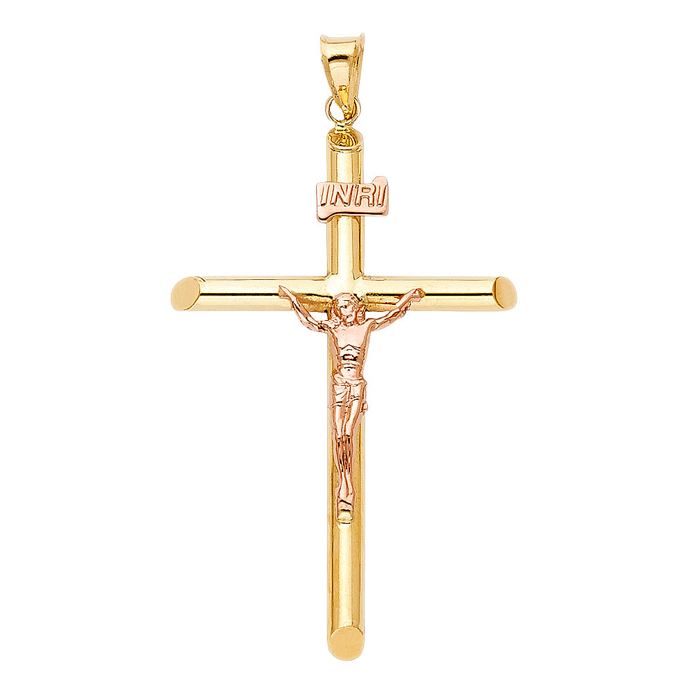 14K Two Tone Gold Crucifix Pendant