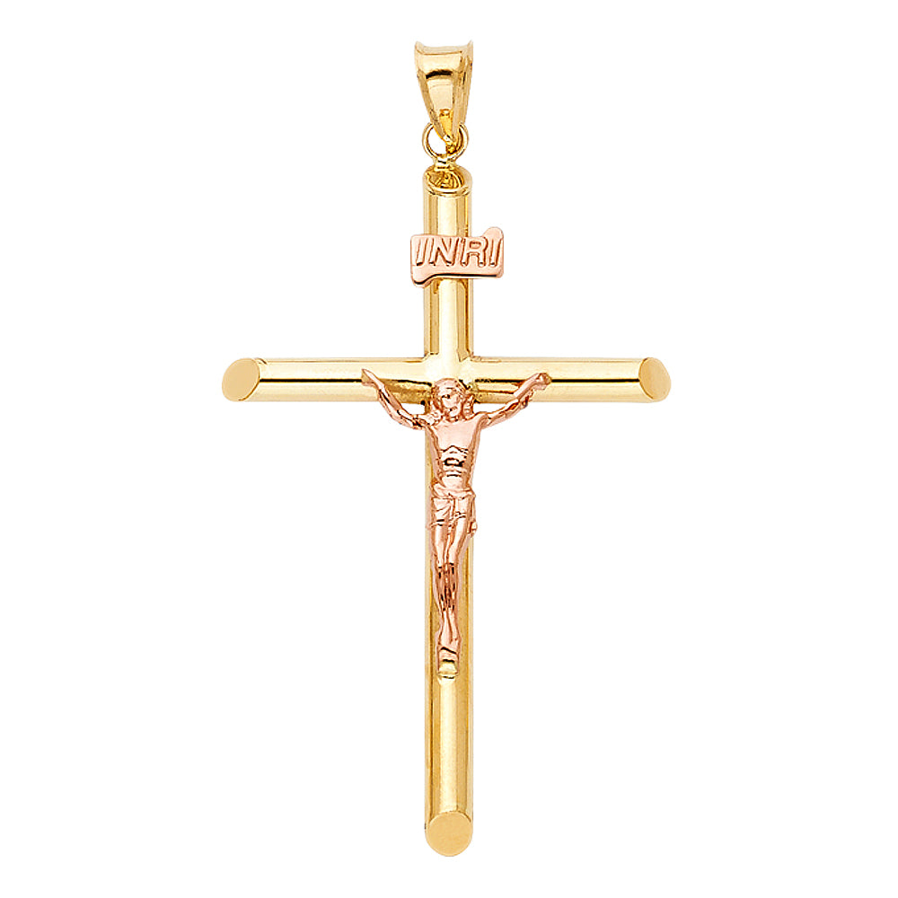 14K Two Tone Gold Crucifix Pendant