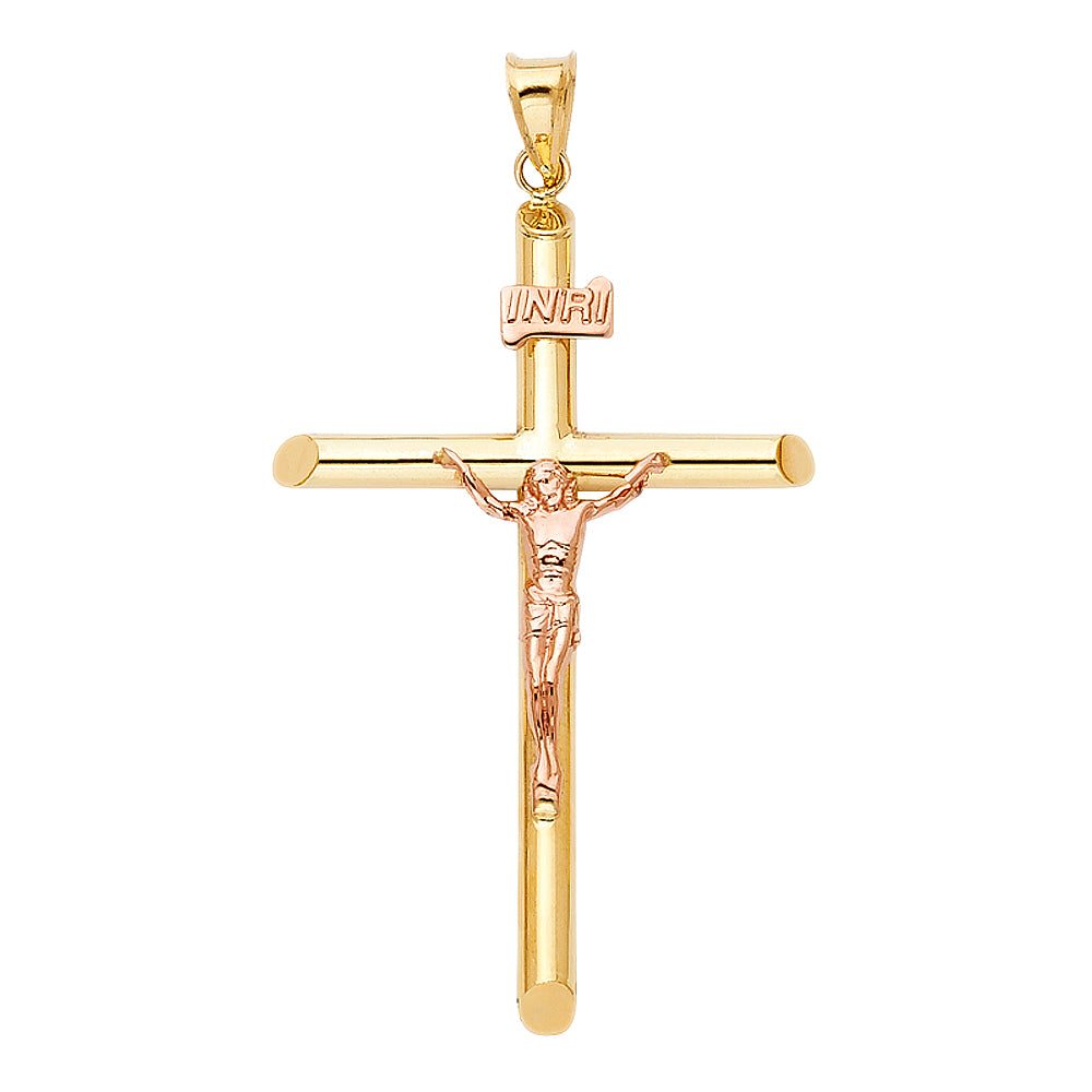 14K Two Tone Gold Crucifix Pendant