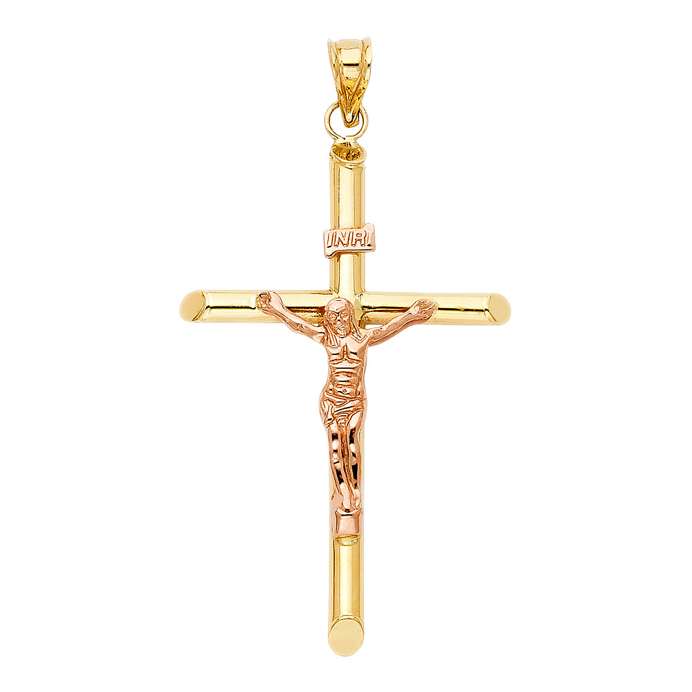 14K Two Tone Gold Crucifix Pendant