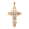 14K Yellow White Rose Gold Crucifix Pendant