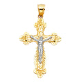 14K Two Tone Gold Crucifix Pendant