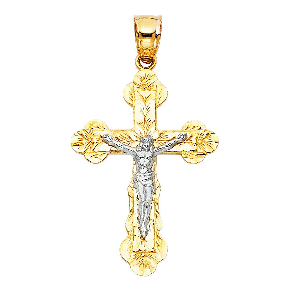 14K Two Tone Gold Crucifix Pendant