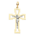 14K Two Tone Gold Crucifix Pendant