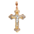 14K Yellow White Rose Gold Crucifix Pendant