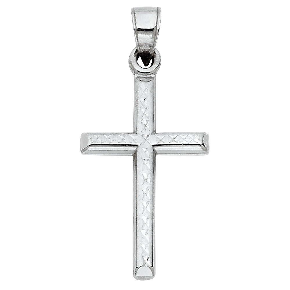 14K White Gold Cross Pendant