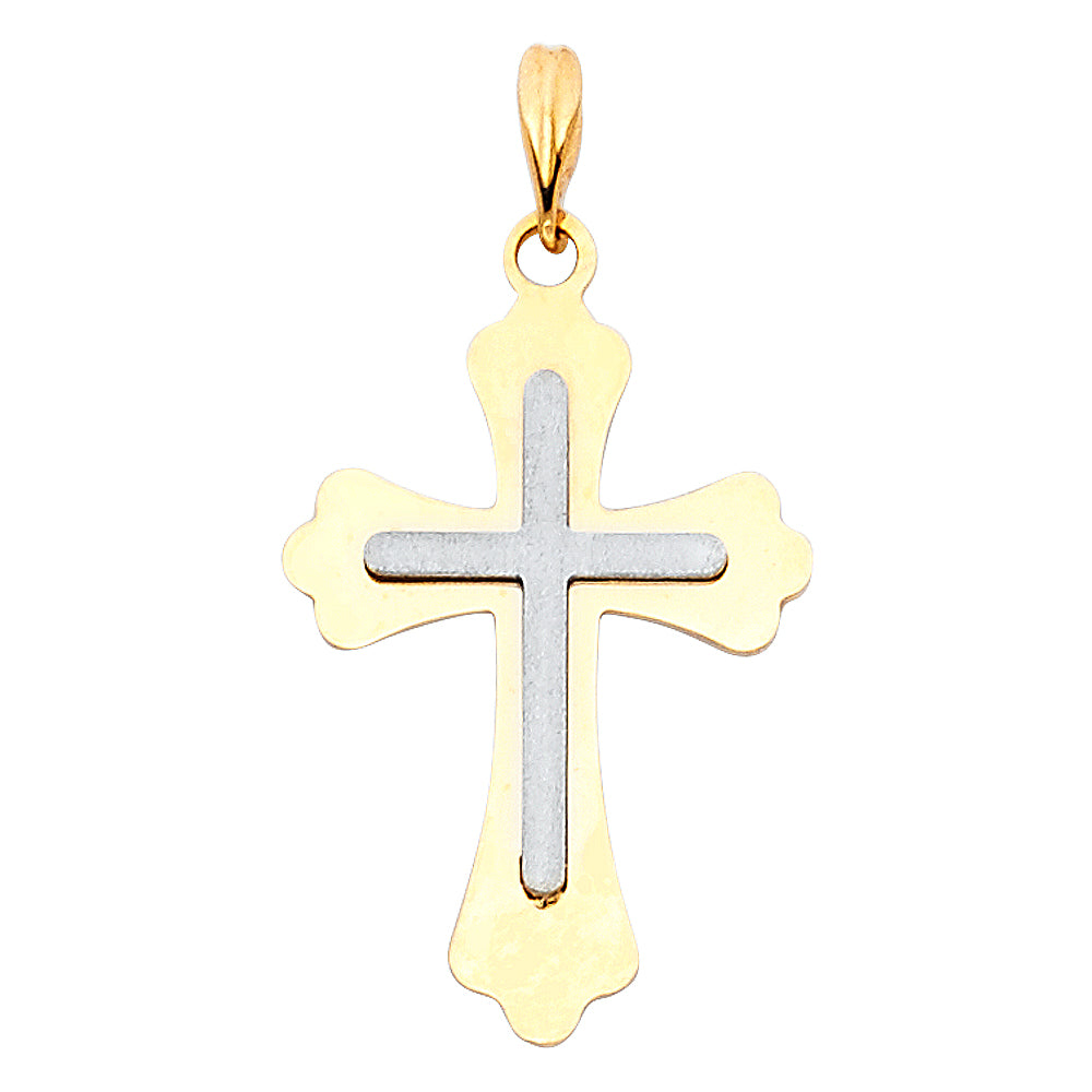 14K Two Tone Gold Cross Pendant