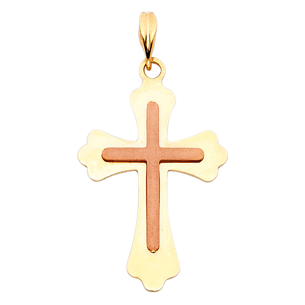 14K Two Tone Gold Cross Pendant