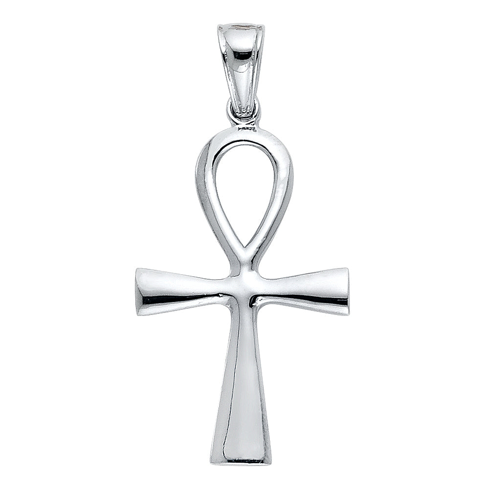 14K White Gold Ankh Cross Pendant