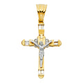 14K Two Tone Gold CZ Fancy Crucifix Pendant
