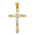 14K Two Tone Gold CZ Fancy Crucifix Pendant