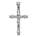 14K White Gold CZ Fancy Crucifix Pendant
