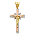 14K Yellow White Rose Gold CZ Fancy Crucifix Pendant