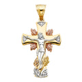 14K Yellow White Rose Gold CZ Fancy Crucifix Pendant