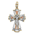 14K Yellow White Rose Gold CZ Fancy Crucifix Pendant