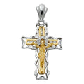 14K Two Tone Gold CZ Fancy Crucifix Pendant