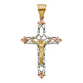 14K Yellow White Rose Gold CZ Fancy Crucifix Pendant