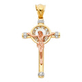 14K Yellow White Rose Gold CZ Crucifix Pendant