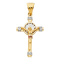 14K Yellow White Rose Gold CZ Crucifix Pendant