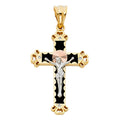 14K Yellow White Rose Gold CZ Crucifix Pendant