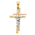 14K Yellow White Rose Gold Crucifix Pendant
