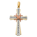 14K Yellow White Rose Gold CZ Fancy Cross Pendant