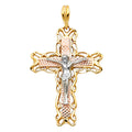 14K Yellow White Rose Gold Fancy Crucifix Pendant
