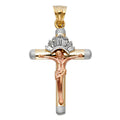 14K Yellow White Rose Gold CZ Fancy Crucifix Pendant