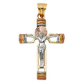 14K Yellow White Rose Gold Fancy Crucifix Pendant