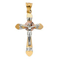 14K Yellow White Rose Gold CZ Crucifix Pendant