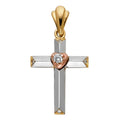 14K Yellow White Rose Gold Cross Pendant