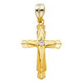 14K Yellow Gold CZ Cross Pendant