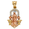 14K Two Tone Gold CZ Our Lady Of Guadalupe Pendant