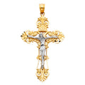 14K Two Tone Gold Crucifix Pendant