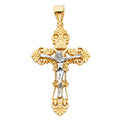 14K Two Tone Gold Crucifix Pendant
