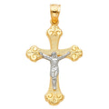 14K Two Tone Gold Crucifix Pendant